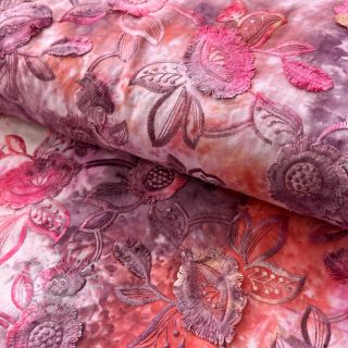 Baumwollstoff TIE DYE EMBROIDERY Flora design D
