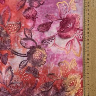 Baumwollstoff TIE DYE EMBROIDERY Flora design D