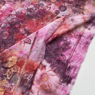 Baumwollstoff TIE DYE EMBROIDERY Flora design D