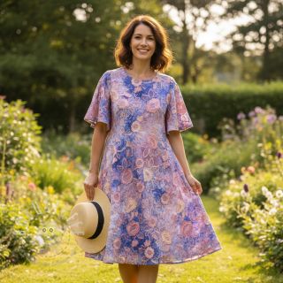 Baumwollstoff TIE DYE EMBROIDERY Flora design C