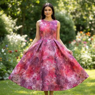 Baumwollstoff TIE DYE EMBROIDERY Flora design D