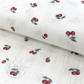 Double gauze/musselin Fruits cherry ORGANIC
