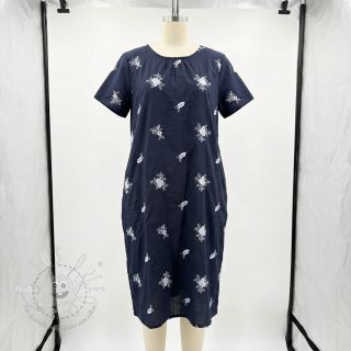 Baumwollstoff VOILE EMBROIDERY Flowers navy