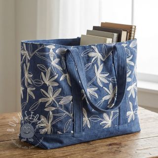 Baumwollstoff JEANS Embroidery Flowers white