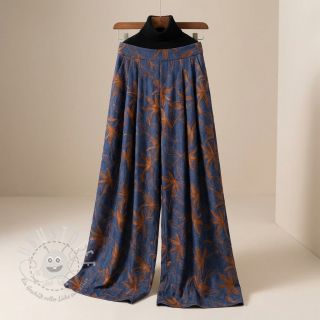 Baumwollstoff JEANS Embroidery Flowers camel