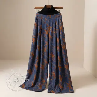 Baumwollstoff JEANS Embroidery Flowers camel