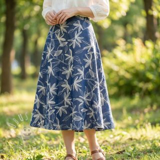 Baumwollstoff JEANS Embroidery Flowers white