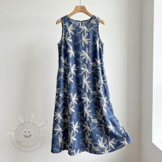 Baumwollstoff JEANS Embroidery Flowers white