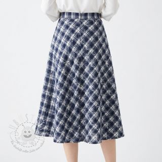 Baumwollstoff YARN DYED BRUSHED Check EMBROIDERY navy