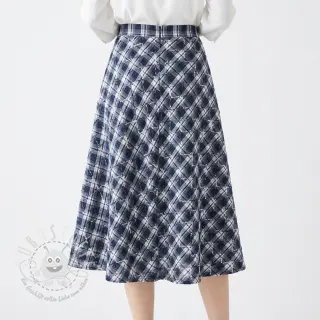 Baumwollstoff YARN DYED BRUSHED Check EMBROIDERY navy