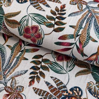 Dekostoff jacquard Neroli allover blanc