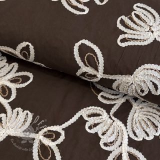 Baumwollstoff EMBROIDERY Loom En Light brown