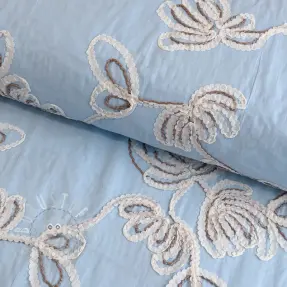 Baumwollstoff EMBROIDERY Loom En Light baby blue
