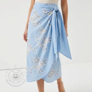 Baumwollstoff EMBROIDERY Loom En Light baby blue