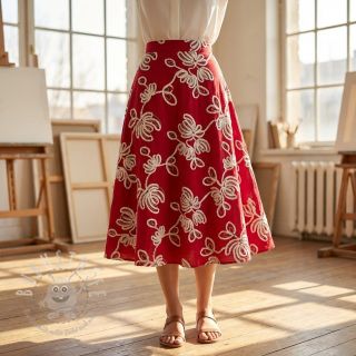 Baumwollstoff EMBROIDERY Loom En Light red