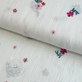Double gauze/musselin EMBROIDERY Flowers MIA camel