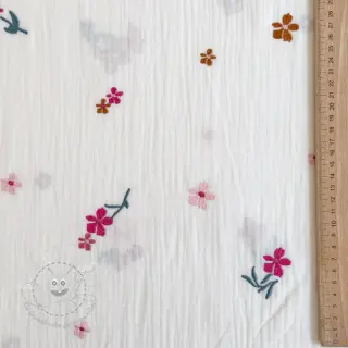 Double gauze/musselin EMBROIDERY Flowers MIA camel