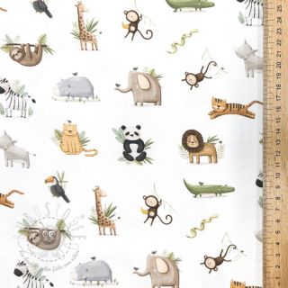 Jersey Animals white digital print ORGANIC