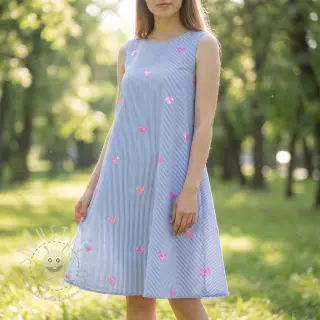 Baumwollstoff Stripes Sequins Hearts blue