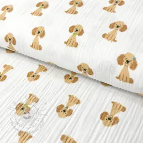 Double gauze/musselin Dogs white digital print