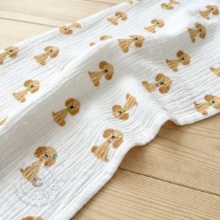 Double gauze/musselin Dogs white digital print