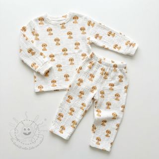 Double gauze/musselin Dogs white digital print