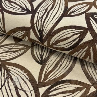 Dekostoff jacquard Folia chocolat