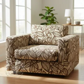 Dekostoff jacquard Folia chocolat