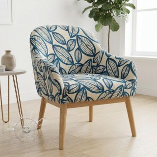 Dekostoff jacquard Folia bleu