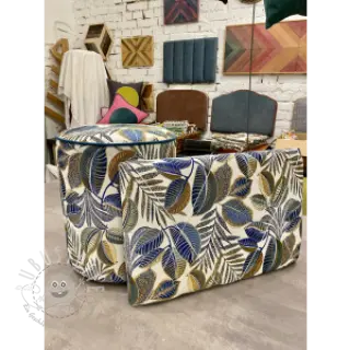 Dekostoff jacquard Cacao allover bleu
