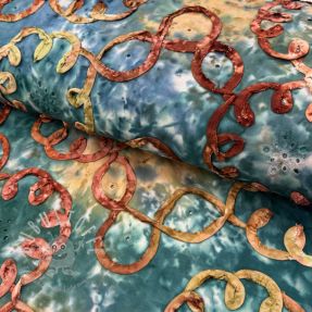 Baumwollstoff TIE DYE EMBROIDERY Elise tape design C