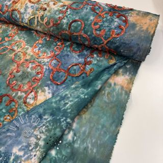 Baumwollstoff TIE DYE EMBROIDERY Elise tape design C