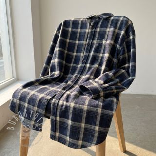 Scottish Check YARN DYED BRUSHED navy