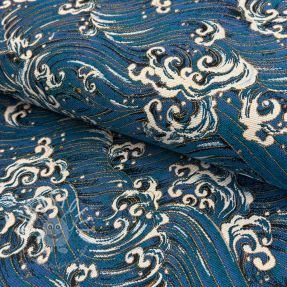 Dekostoff jacquard Swell allover bleu