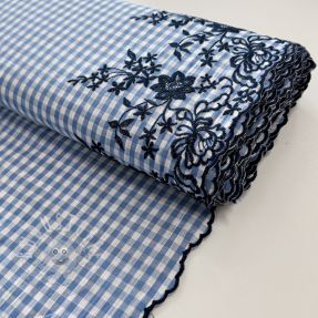 Baumwollstoff CHECKS ONE-SIDE BORDER blue