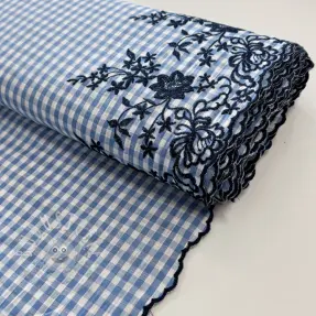 Baumwollstoff CHECKS ONE-SIDE BORDER blue