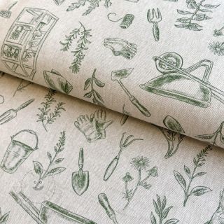 Dekostoff Linenlook Garden Plant Tool digital print