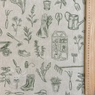 Dekostoff Linenlook Garden Plant Tool digital print