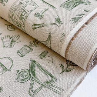 Dekostoff Linenlook Garden Plant Tool digital print