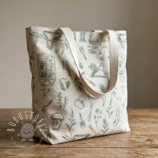 Dekostoff Linenlook Garden Plant Tool digital print