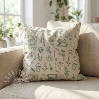 Dekostoff Linenlook Garden Plant Tool digital print