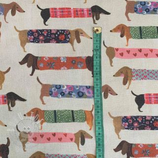 Dekostoff premium Family Dachshund digital print