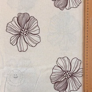 Viskosestoff leinen EMBROIDERY Flower Maya natural
