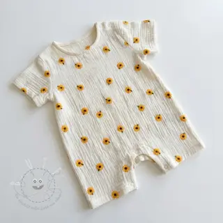 Double gauze/musselin EMBROIDERY Sunflowers natural