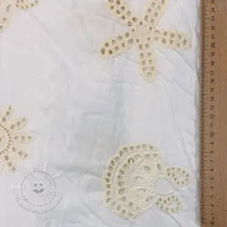 Baumwollstoff EMBROIDERY Sea ornaments white