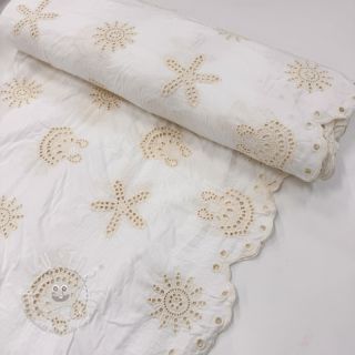 Baumwollstoff EMBROIDERY Sea ornaments white