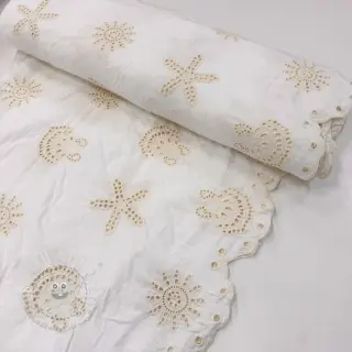 Baumwollstoff EMBROIDERY Sea ornaments white