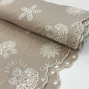 Baumwollstoff EMBROIDERY Sea ornaments natural