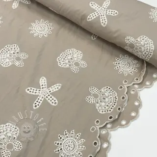 Baumwollstoff EMBROIDERY Sea ornaments natural