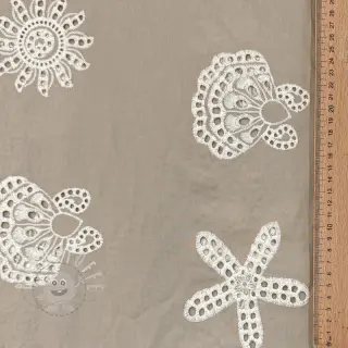 Baumwollstoff EMBROIDERY Sea ornaments natural